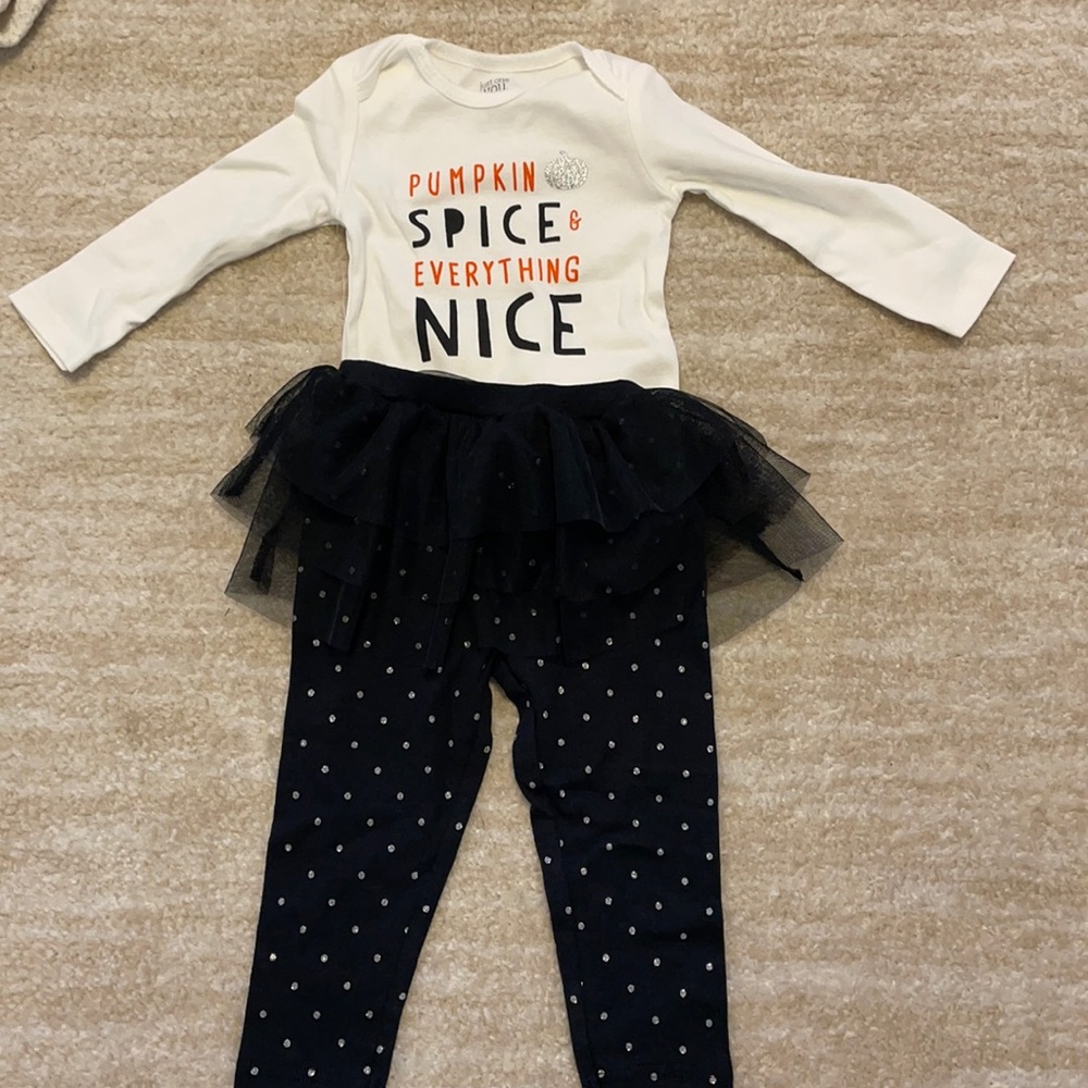 NWT Carters Baby Girl Halloween Pumpkin spice and everything outfit with tutu - Picture 1 of 6